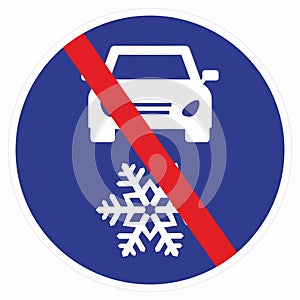 command road sign, personal motor vehicle, mandatory winter equipment ending, road sign, vector