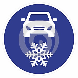 command road sign, personal motor vehicle, mandatory winter equipment, road sign, vector