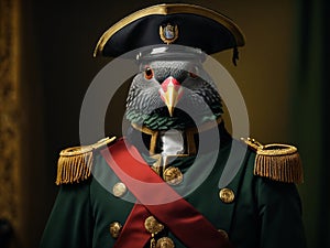 Commander Pigeon Portrait. AI generated