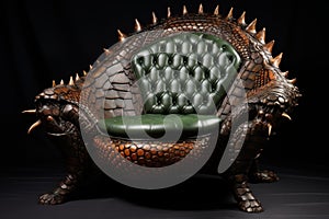 Commanding Reptilian ruler armchair. Generate Ai