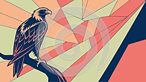 Powerful Eagle with Geometric Background, Strength and Vision, vector design Generative AI photo