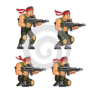 Commando Crouching Game Sprite