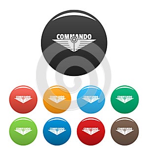 Commando icons set color