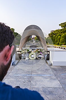 Commemorating at Hiroshima Victims Memorial Cenotaph