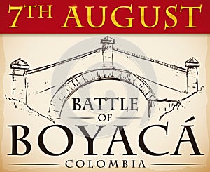 Commemorative Boyaca`s Bridge in Hand Drawn Style for Colombian Holiday, Vector Illustration photo