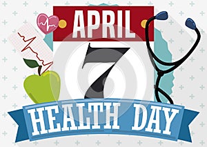 Commemorative Elements to Celebrate Health Day in April 7, Vector Illustration