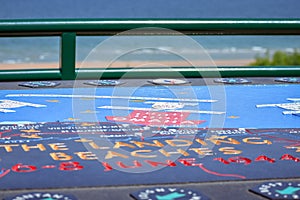 Commemorative and explanatory map of the battle of the Normandy landings in the Second World War. Omaha Beach, French Normandy