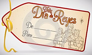 Commemorative Gift Tag for `Dia de Reyes` or Epiphany, Vector Illustration