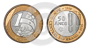 Commemorative `One Real` brazilian coin Central Bank `fifty years 1965`