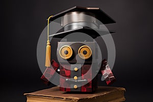 Commemorative Robot graduation cap. Generate Ai photo