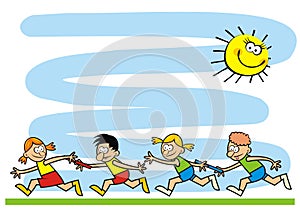 Commemorative sheet, sports children, vector creative illustration