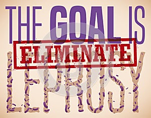 Eroded Stamp Promoting the Goal of Eliminate Leprosy, Vector Illustration photo