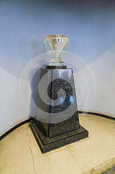 Commemorative urn with ashes of the dead people from Auschwitz Birkenau