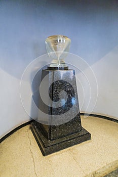 Commemorative urn with ashes of the dead people from Auschwitz Birkenau photo