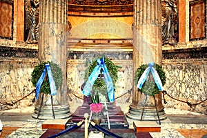 Commemorative wreaths deposited at the Pantheon. photo