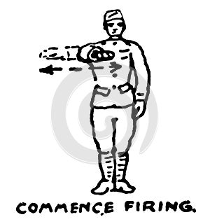 Commence Firing, vintage illustration