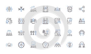 Commendation line icons collection. Praise, Tribute, Recognition, Applause, Honor, Approval, Commend vector and linear photo
