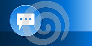 Comment icon glassy modern blue button abstract background