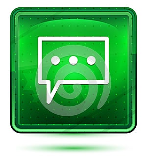 Comment icon neon light green square button
