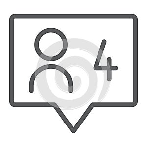 Comment line icon, dialog and talk, four message