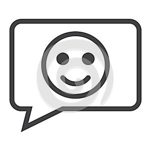 Comment with smile line icon, feedback and website