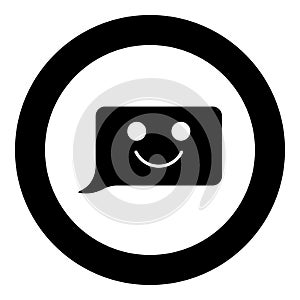 Comment smile message black icon in circle