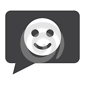 Comment with smile solid icon, feedback website
