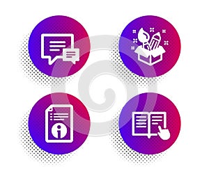 Comment, Technical info and Creativity icons set. Read instruction sign. Vector