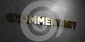 Commentary - Gold text on black background - 3D rendered royalty free stock picture