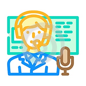 commentator news media color icon vector illustration