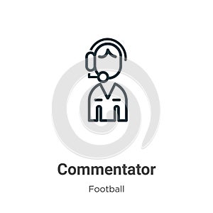 Commentator outline vector icon. Thin line black commentator icon, flat vector simple element illustration from editable football