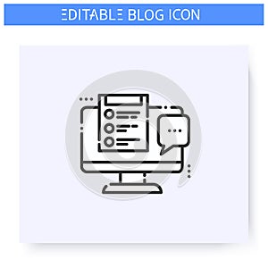 Comments line icon. Editable illustration