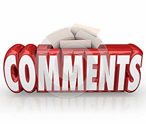 Comments Submit Ideas Suggestion Word Box Feedback Reviews