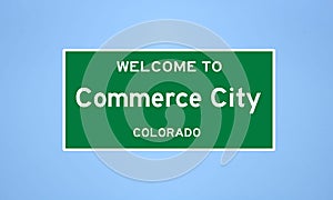 Commerce City, Colorado city limit sign. Town sign from the USA photo