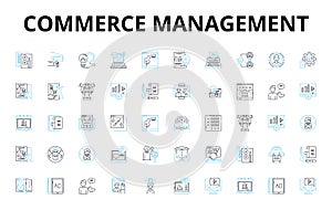 Commerce management linear icons set. E-commerce, Sales, Marketing, Online, Business, Inventory, Platform vector symbols