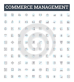 Commerce management vector line icons set. Commerce, Management, eCommerce, Business, Trade, Logistics, Retail