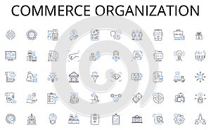 Commerce organization line icons collection. Advocate, Attorney, Barrister, Defender, Legal, Litigator, Counsel vector