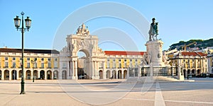 Commerce Square And King Jose Statue In Lisbon