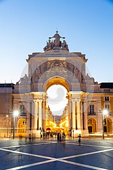 The Commerce square in Lisbon, Portugal at sunset