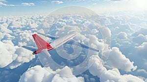 Commercial air transport passenger airplane navigates cloudy skies, Ai Generated photo