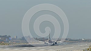 Commercial Aircraft Landing at Barcelona Airport.