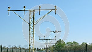 Commercial airliner landing at Barcelona International airport