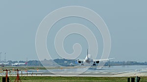 Commercial airliner landing at Barcelona International Airport