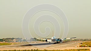 Commercial Airliner Landing in el Prat Barcelona Airport