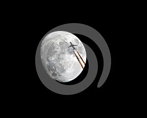 Commercial Airliner Passing in Front of the Moon