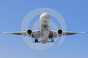 Commercial airplane on finals runway photo