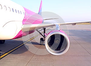 Commercial airplane parked at the airport