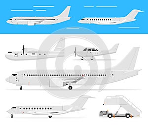 Commercial airplane and private jets