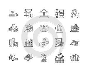 Commercial banking line icons, signs, vector set, outline illustration concept