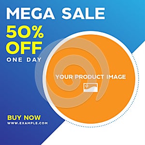 Commercial banner template mockup design, mega sale promotion